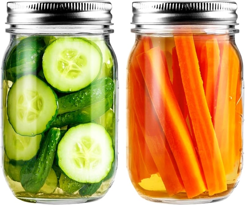 Leaflai Glass Mason Jars 16 oz with Airtight Lids-Regular Mouth Canning Jars for Canning, Food Storage, Overnight oats,Smoothies, Salad,Coffee & Party decorations (2 Pack) Christmas gift - Image 1